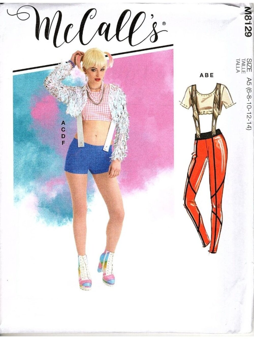 McCalls M8129 Misses 6 to 14 Harley Quinn Costume Uncut Sewing Pattern